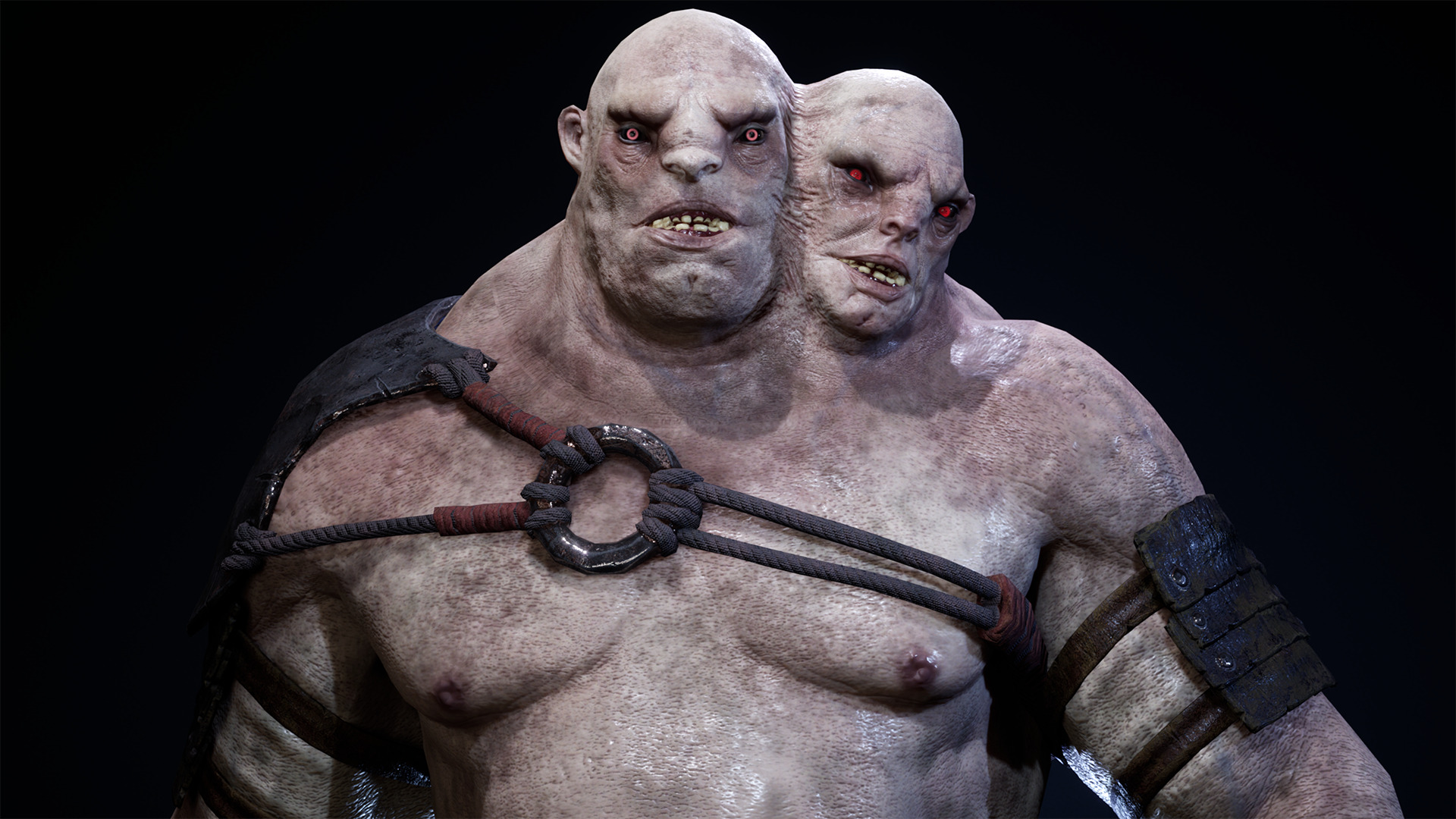 Two headed Troll Low-poly 3D model_11