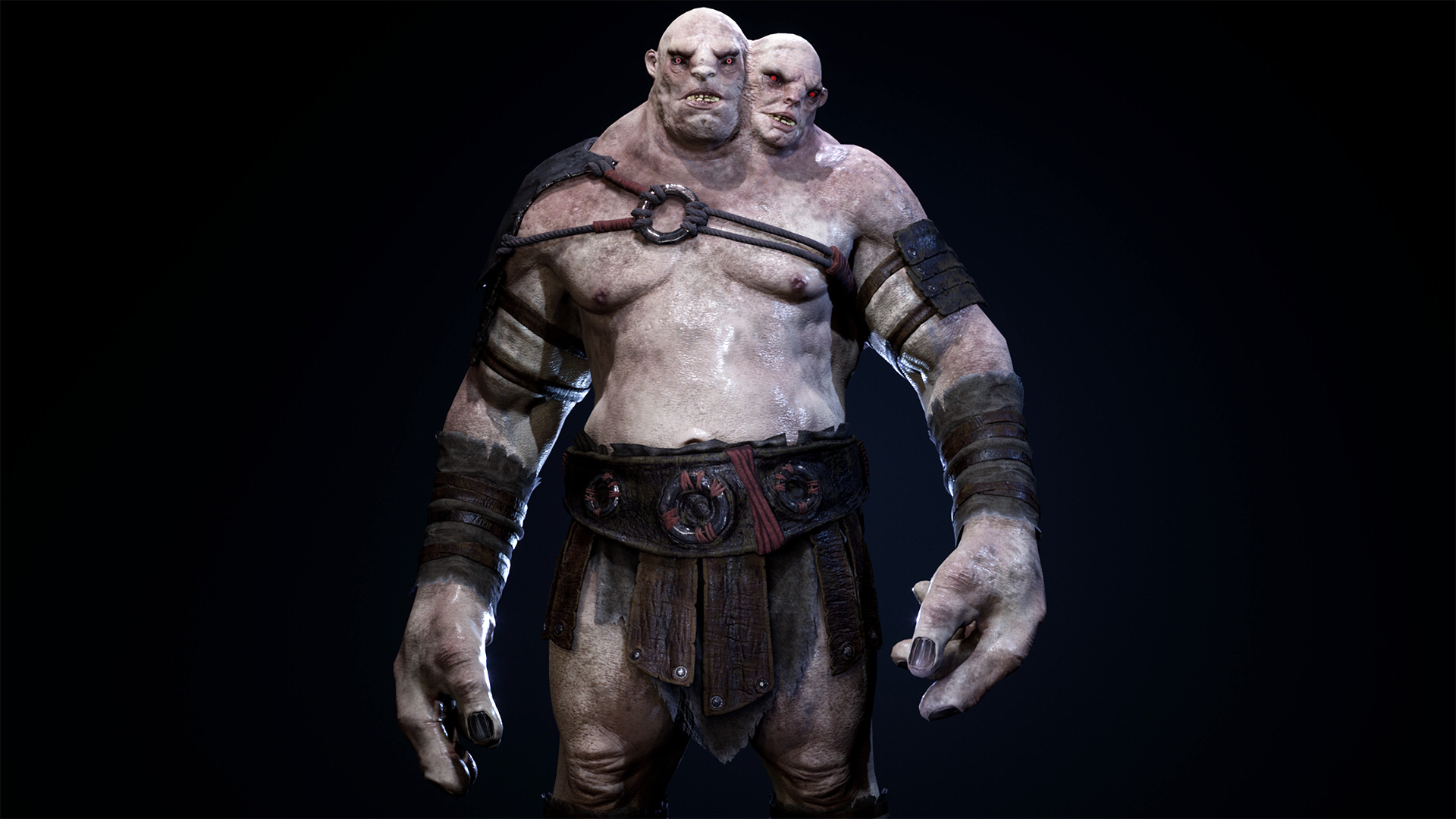 Two headed Troll Low-poly 3D model_13