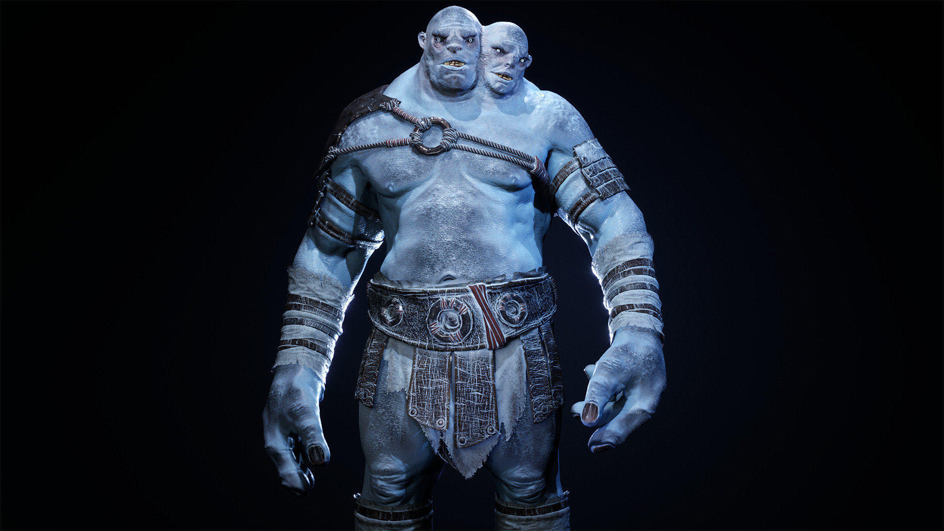 Two headed Troll Low-poly 3D model_9