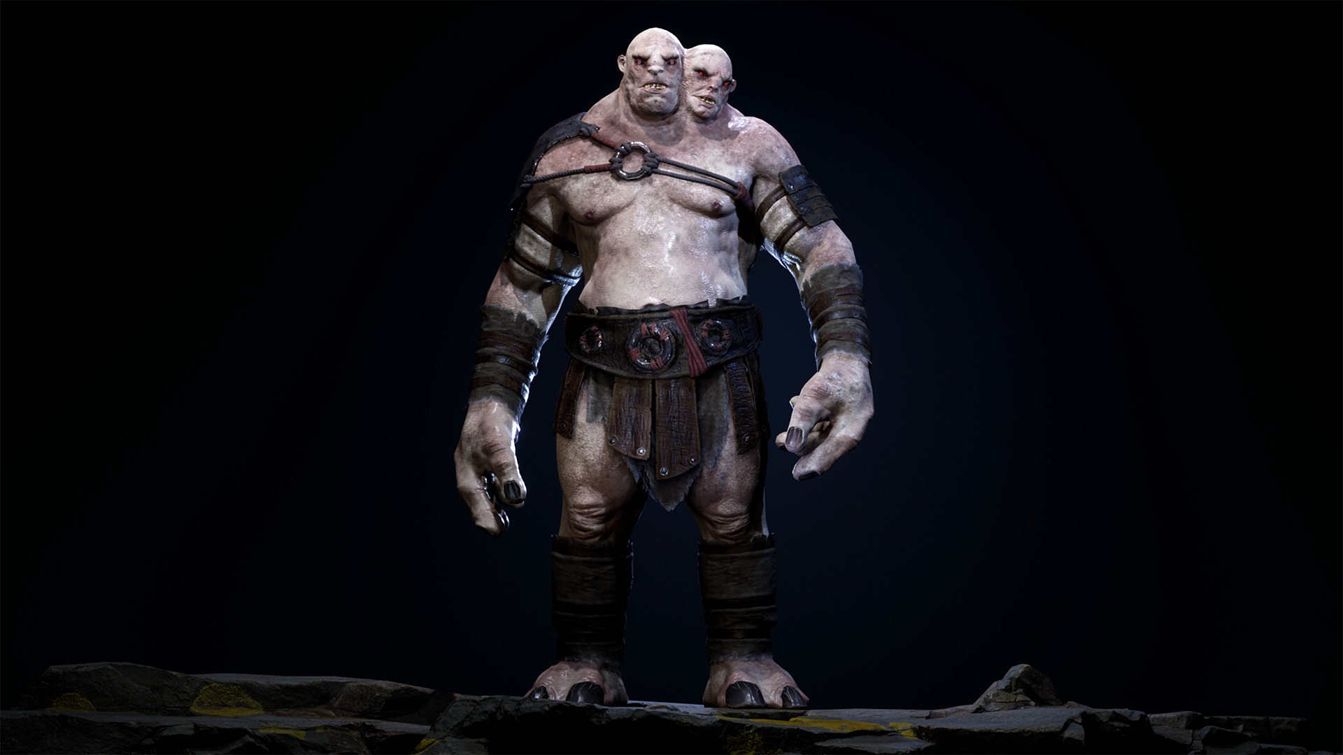 Two headed Troll Low-poly 3D model_12
