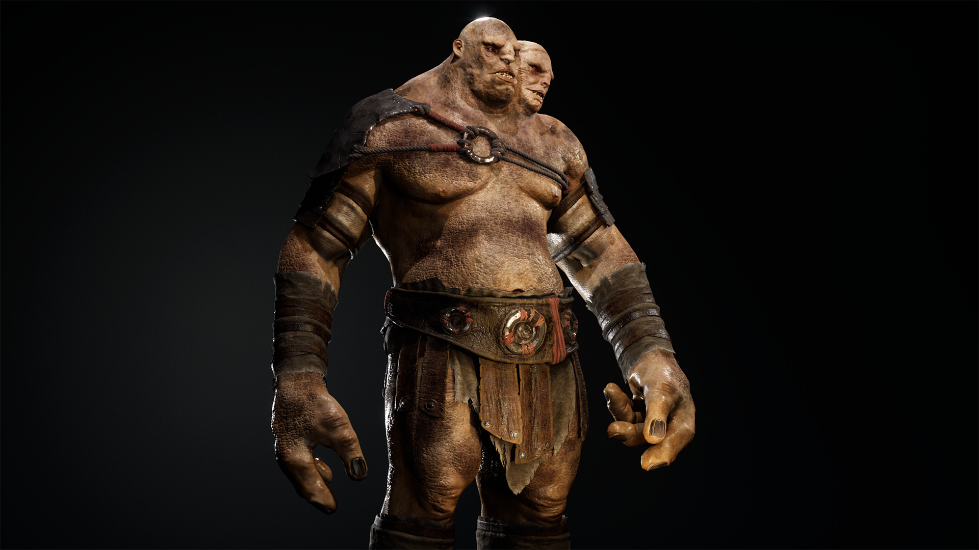 Two headed Troll Low-poly 3D model_4