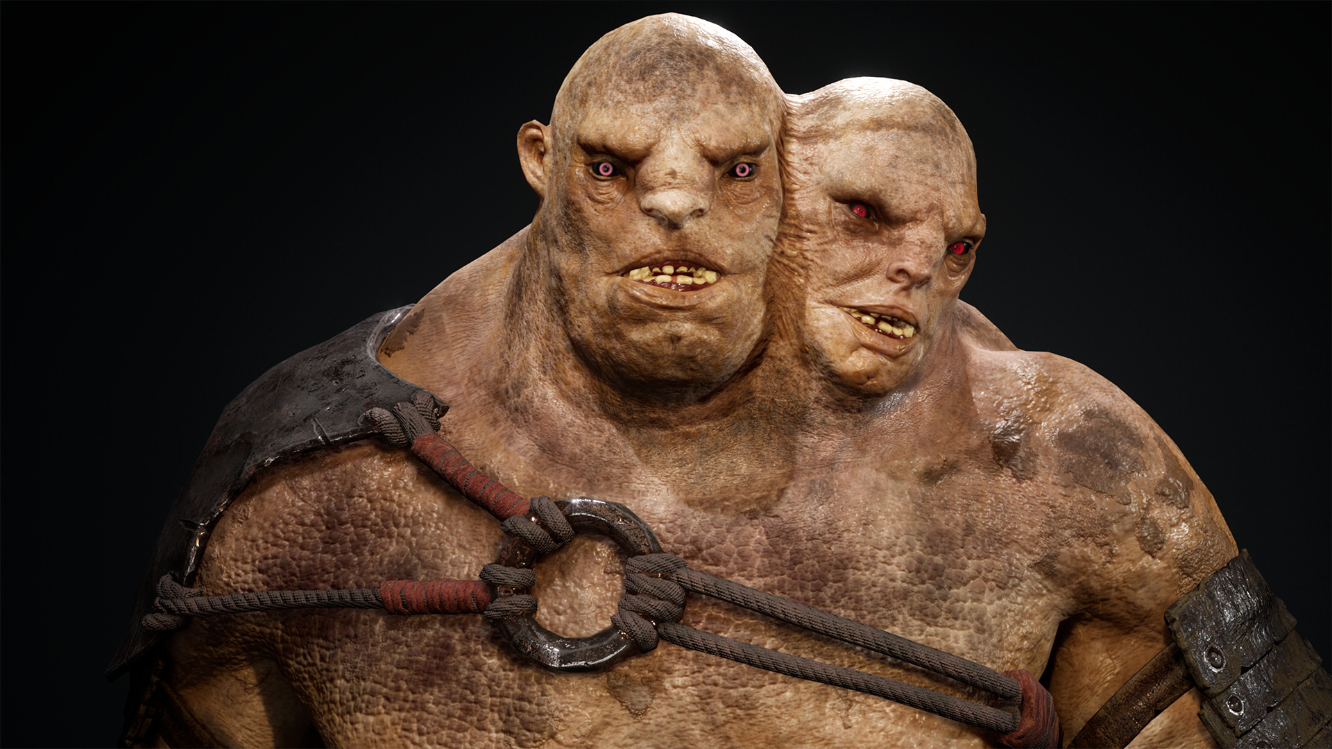 Two headed Troll Low-poly 3D model_5