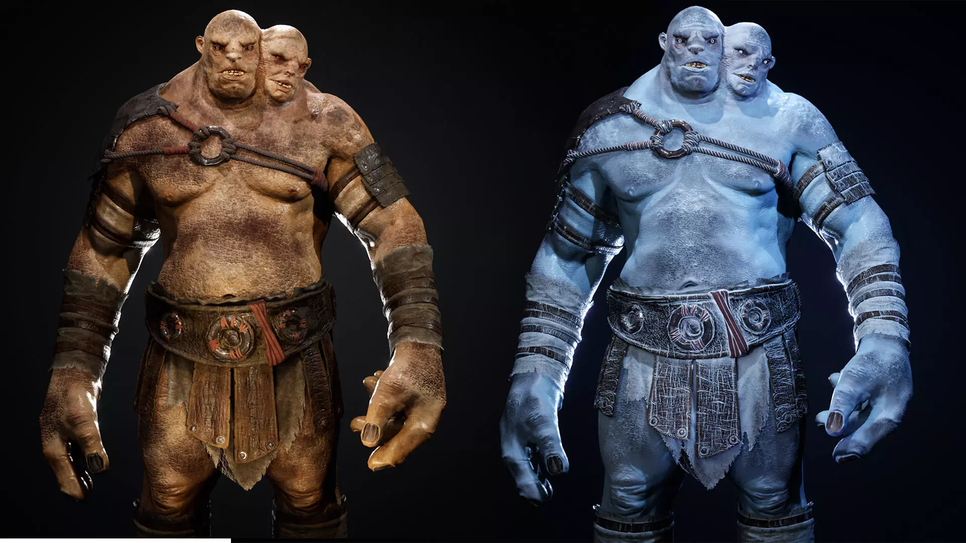 Two headed Troll Low-poly 3D model_0