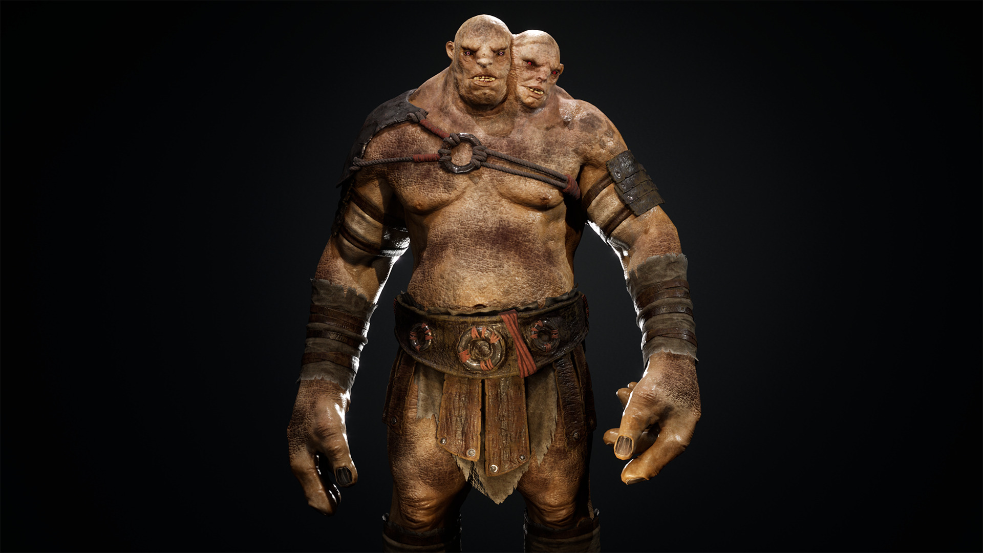 Two headed Troll Low-poly 3D model_3