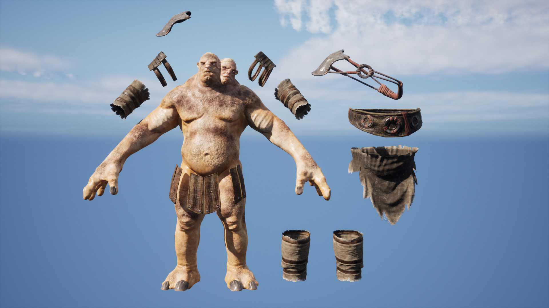 Two headed Troll Low-poly 3D model_15