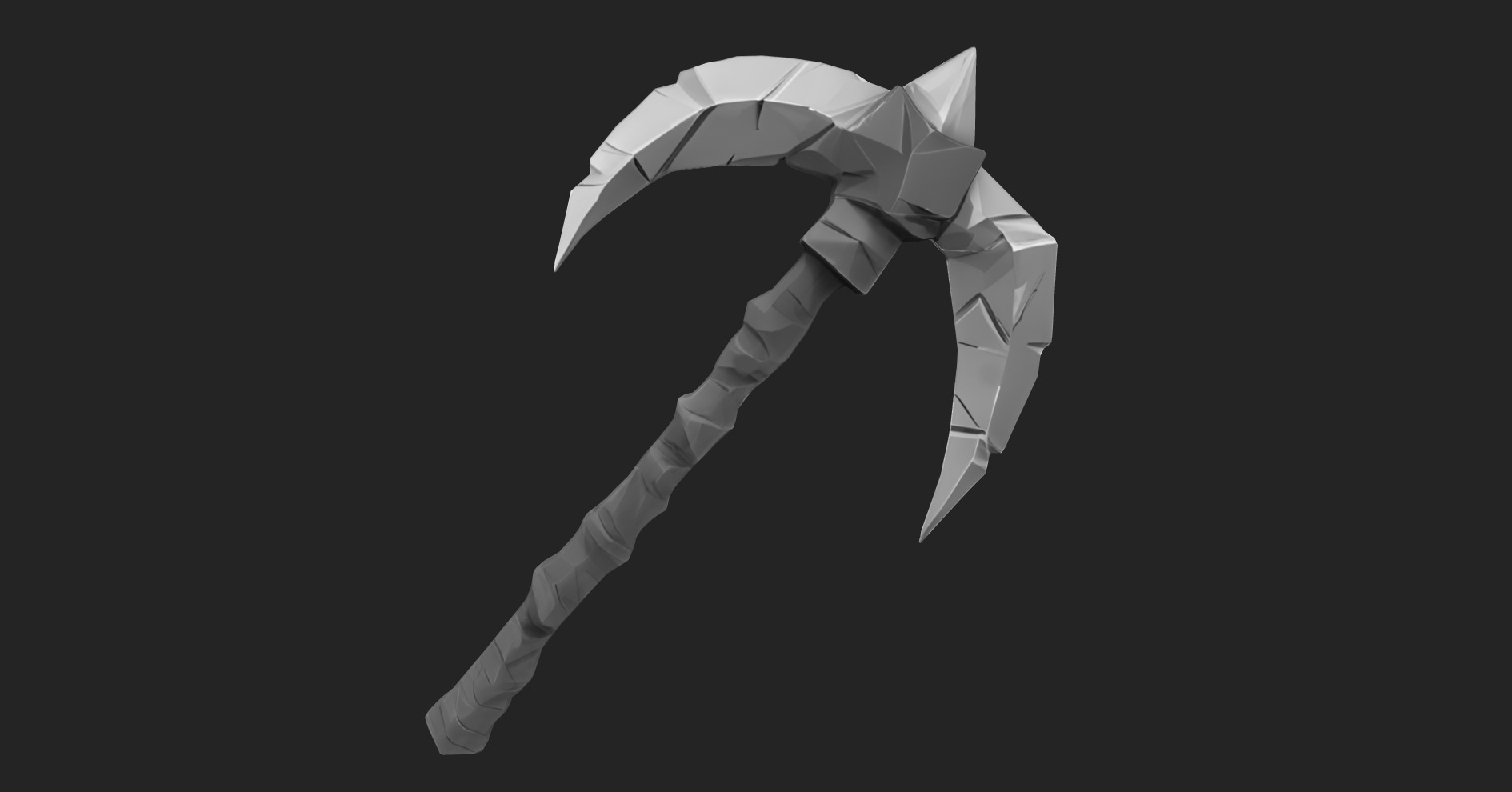 Ancient Bone Pickaxe - Game Ready 3D Asset Low-poly 3D model_12