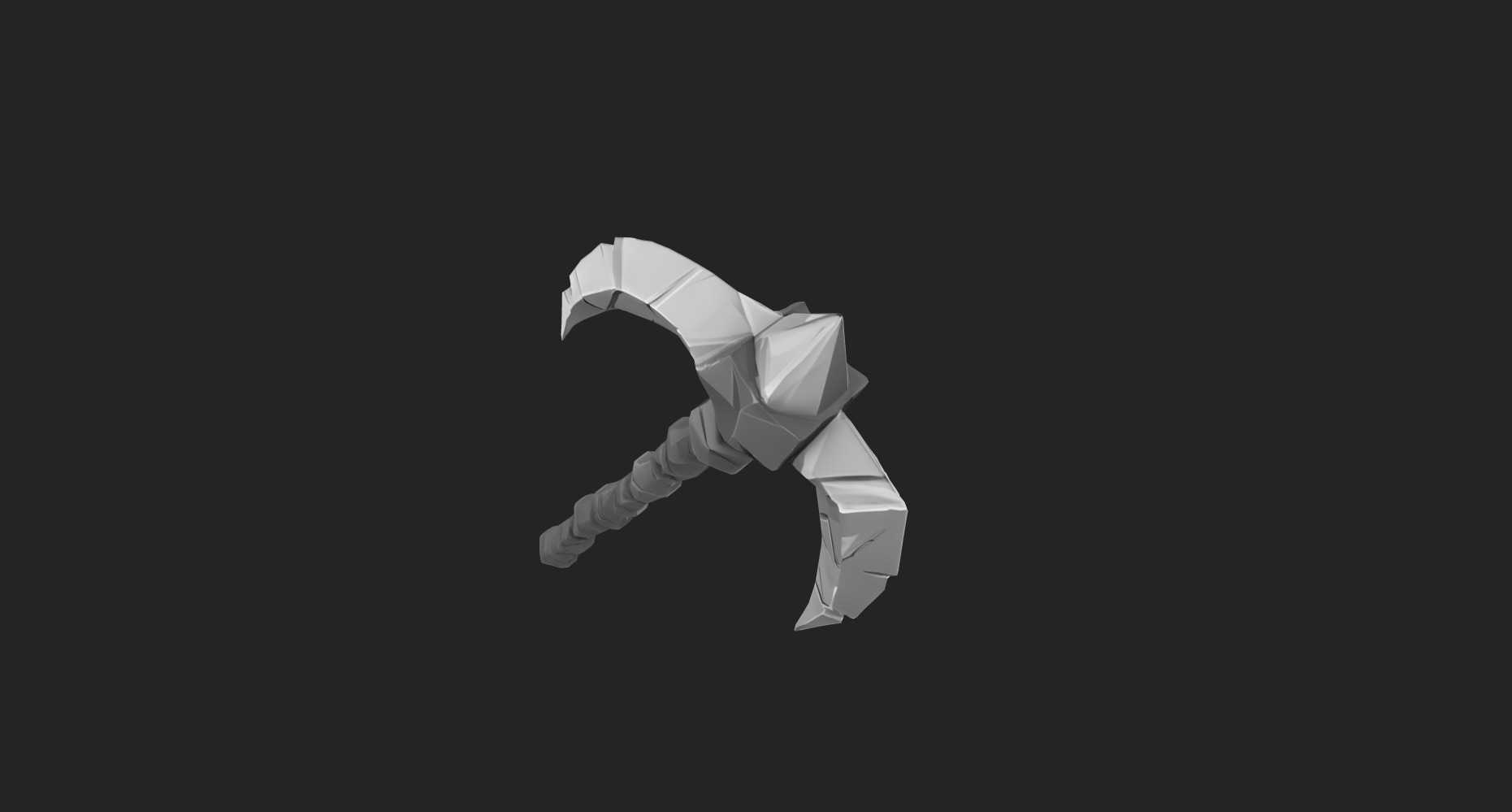 Ancient Bone Pickaxe - Game Ready 3D Asset Low-poly 3D model_13