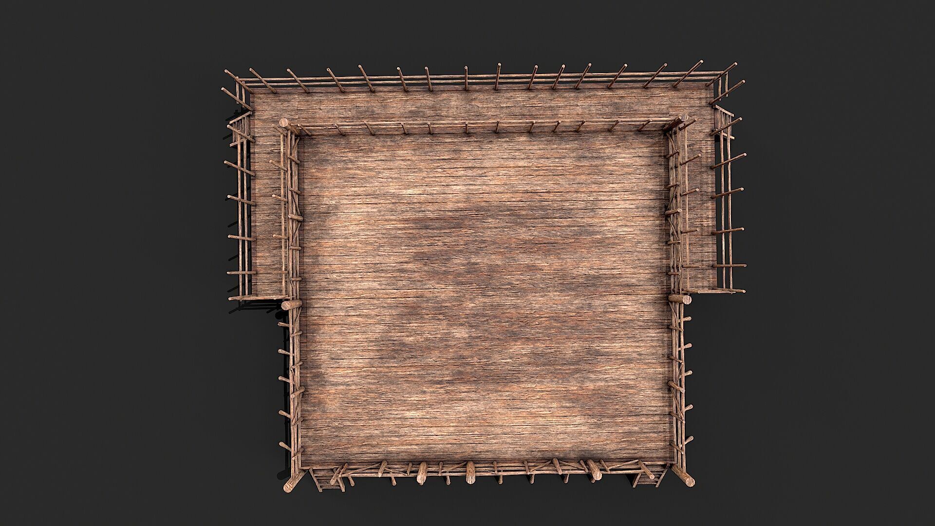 Medieval Wooden Fight Arena Ring Low-poly 3D model_5