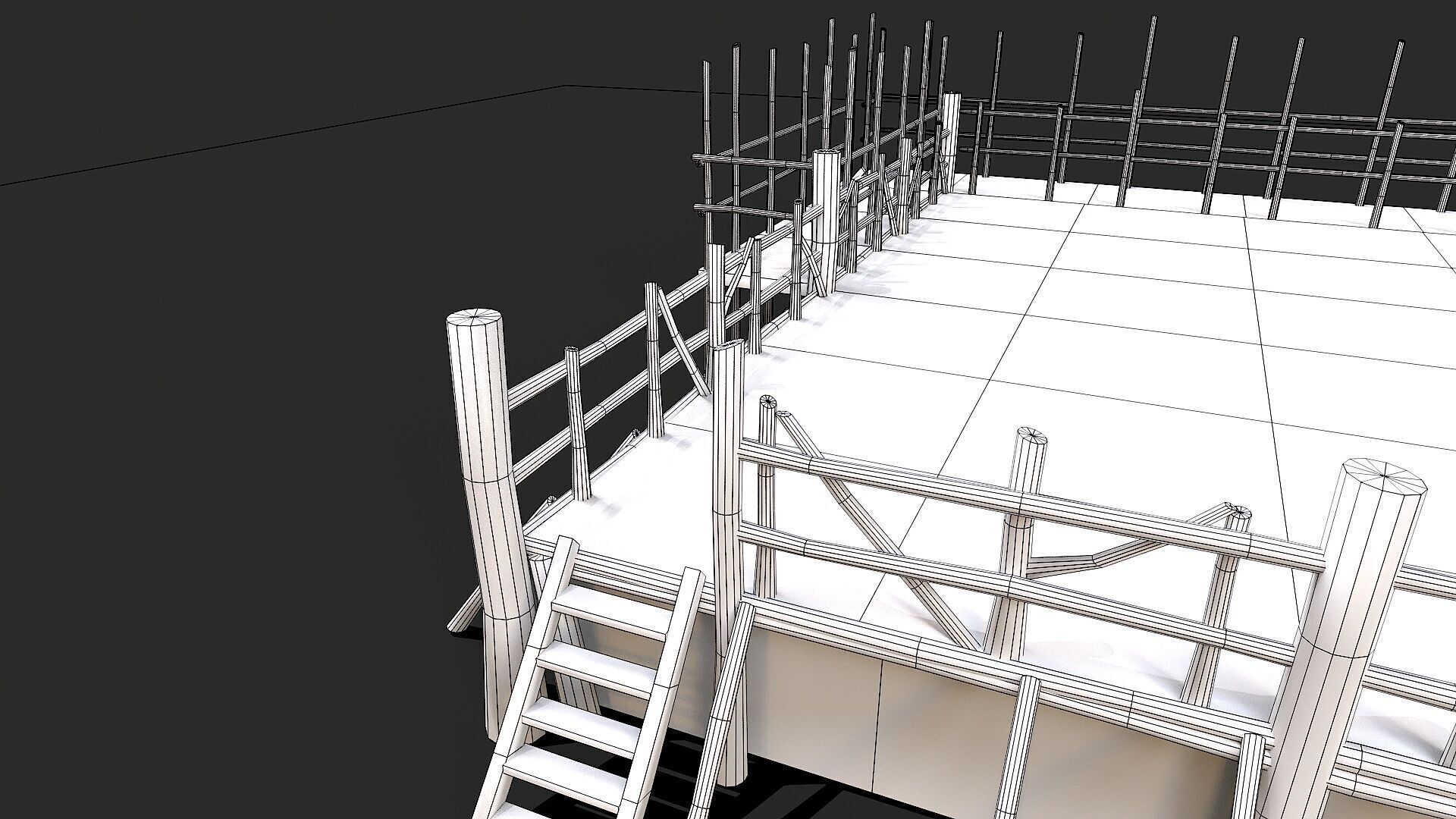 Medieval Wooden Fight Arena Ring Low-poly 3D model_8