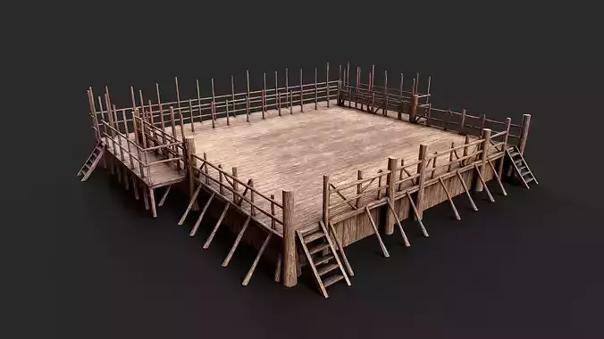 Medieval Wooden Fight Arena Ring
