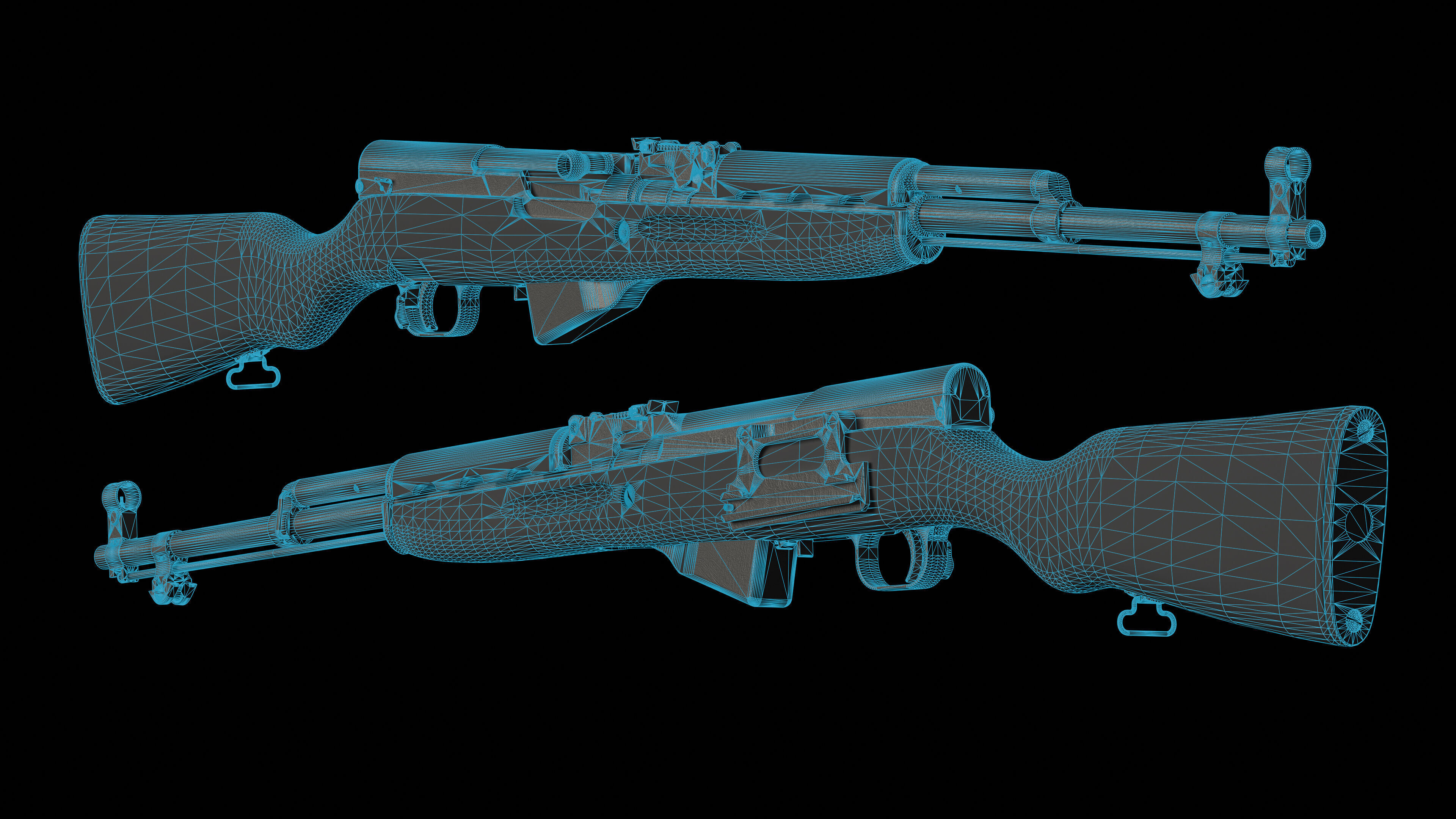 SKS Rifle - Realistic PBR Game Ready Model Low-poly 3D model_21