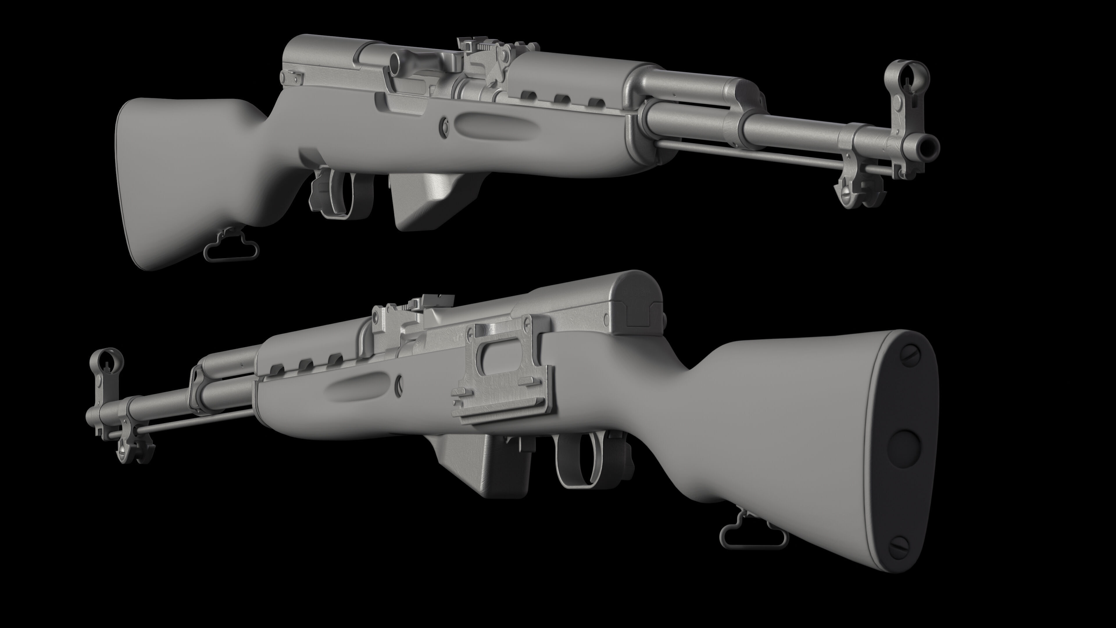 SKS Rifle - Realistic PBR Game Ready Model Low-poly 3D model_17