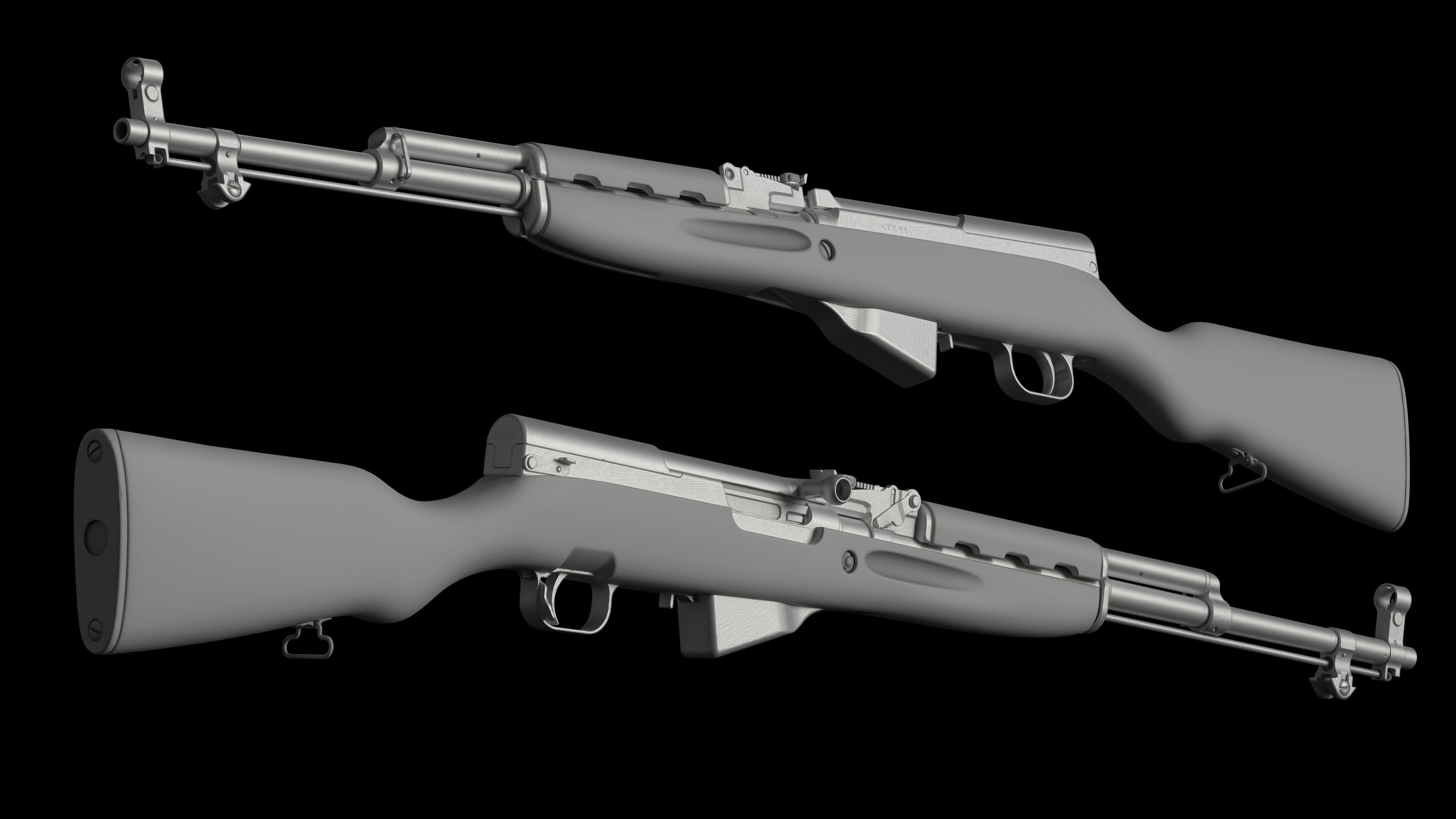 SKS Rifle - Realistic PBR Game Ready Model Low-poly 3D model_19