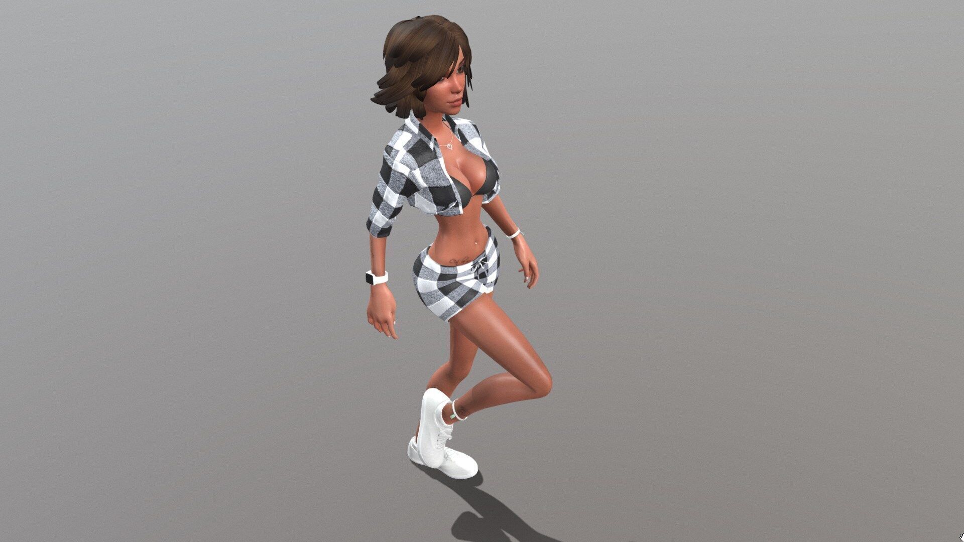 Female character animated 3D model_3