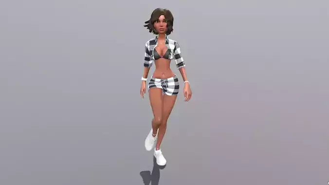 Female character animated 3D model