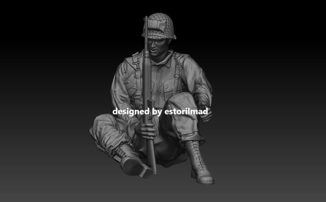 WW2 US PARATROOPER TANK SHERMAN RIDERS V4 3D print model_3