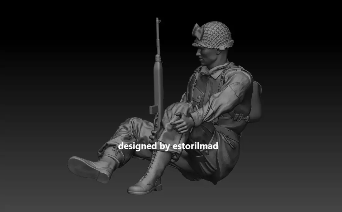 WW2 US PARATROOPER TANK SHERMAN RIDERS V4 3D print model_0