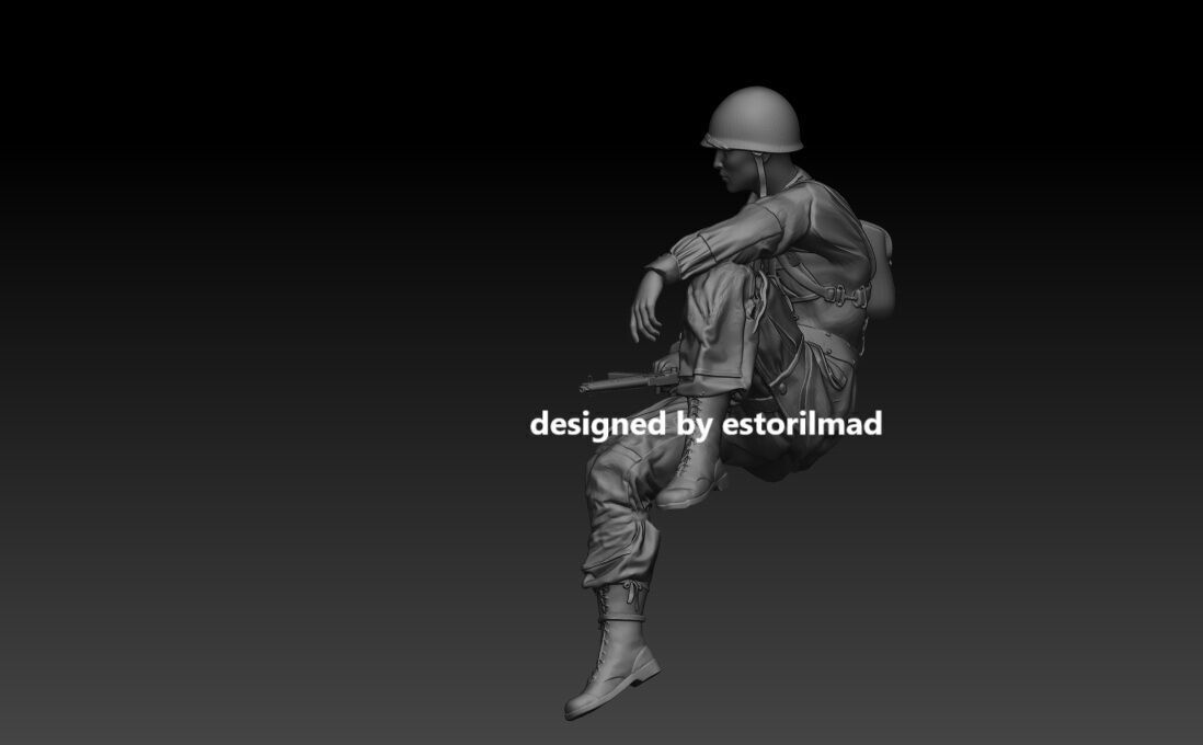 WW2 US PARATROOPER TANK SHERMAN RIDERS V3 3D print model_2