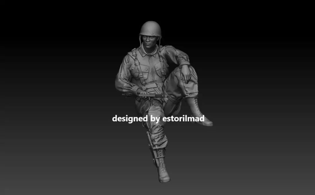 WW2 US PARATROOPER TANK SHERMAN RIDERS V3 3D print model_0