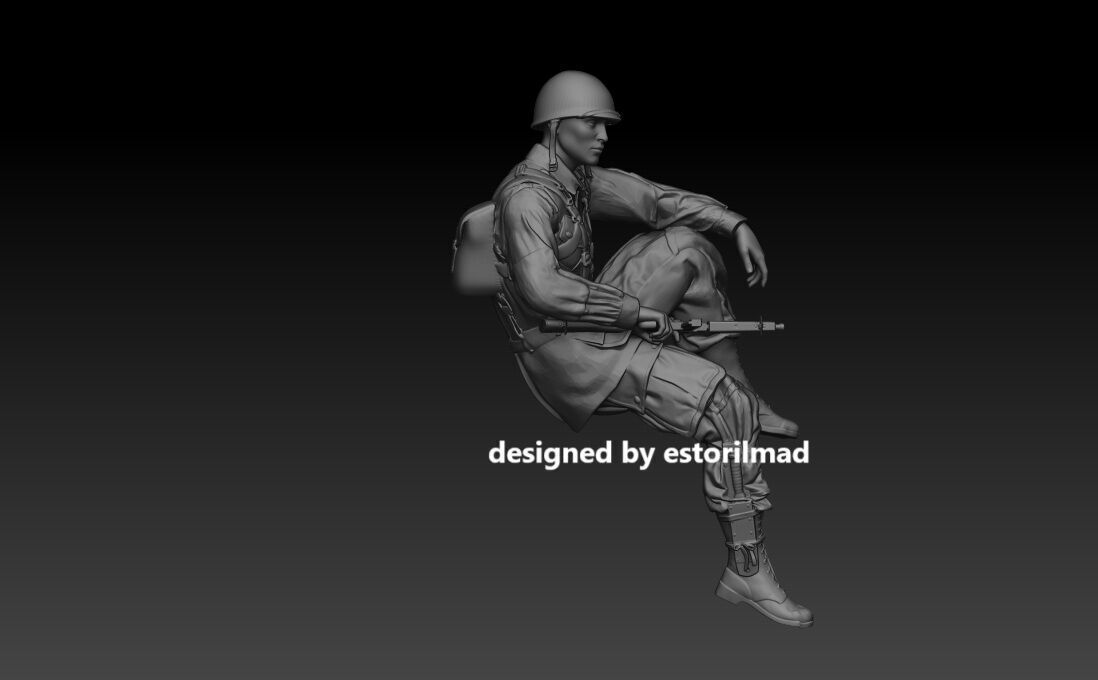 WW2 US PARATROOPER TANK SHERMAN RIDERS V3 3D print model_1