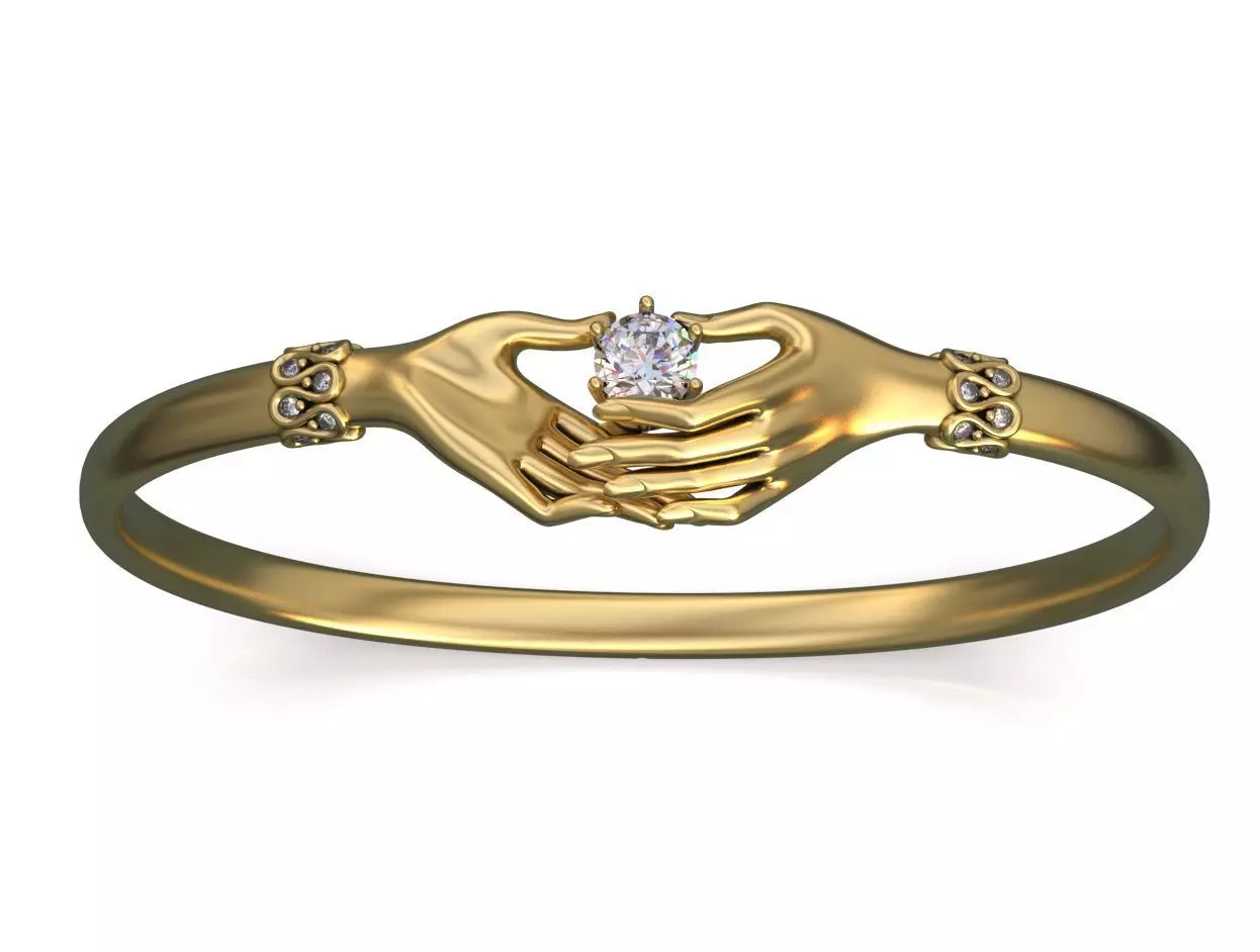 Diamond Hands Bangle Bracelet 3D print model