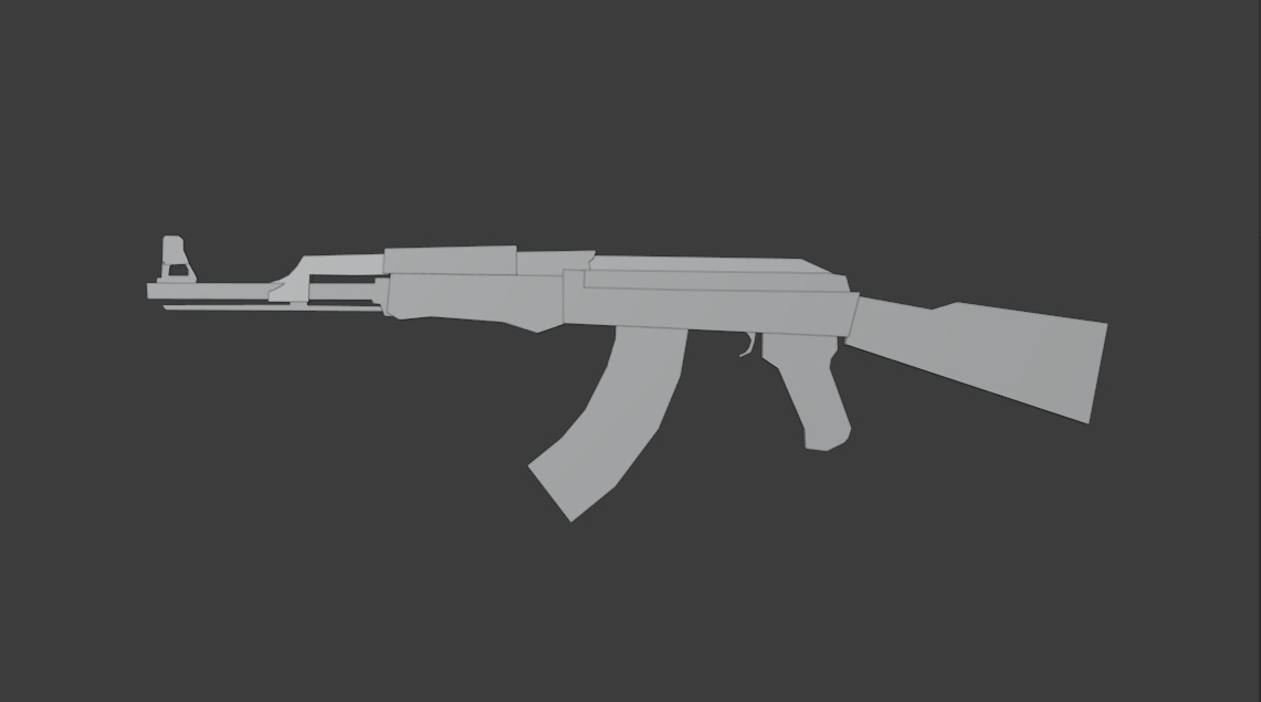 AK-47 Gun Low Poly For Video Games And VFX Free low-poly 3D model_2