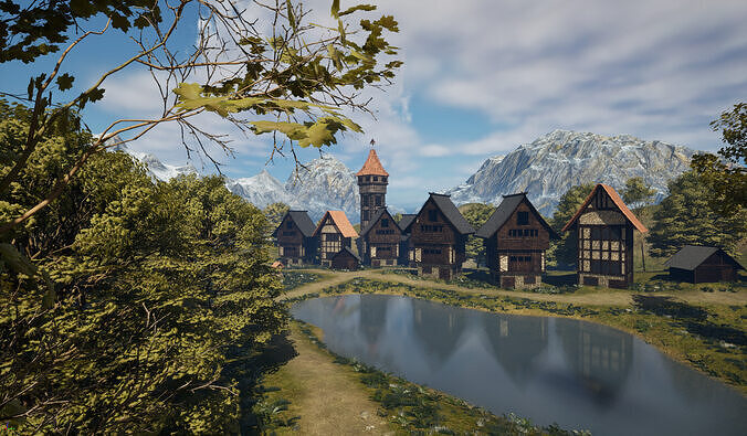 Game Ready Medieval town starter pack 8K and 6K textures  Low-poly 3D model
