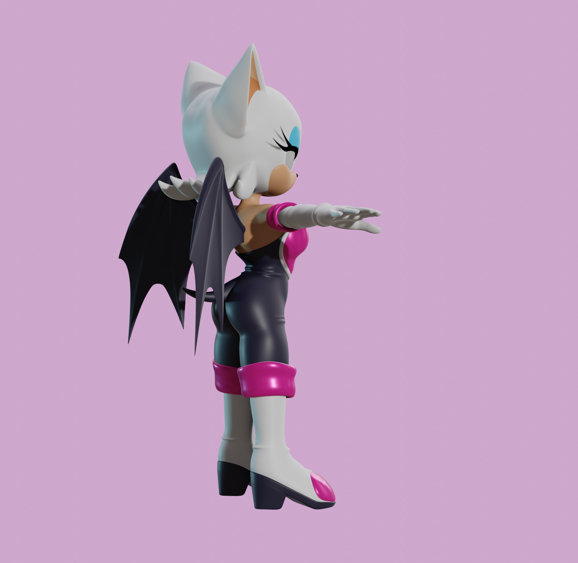Rouge the Bat Low-poly 3D model_2