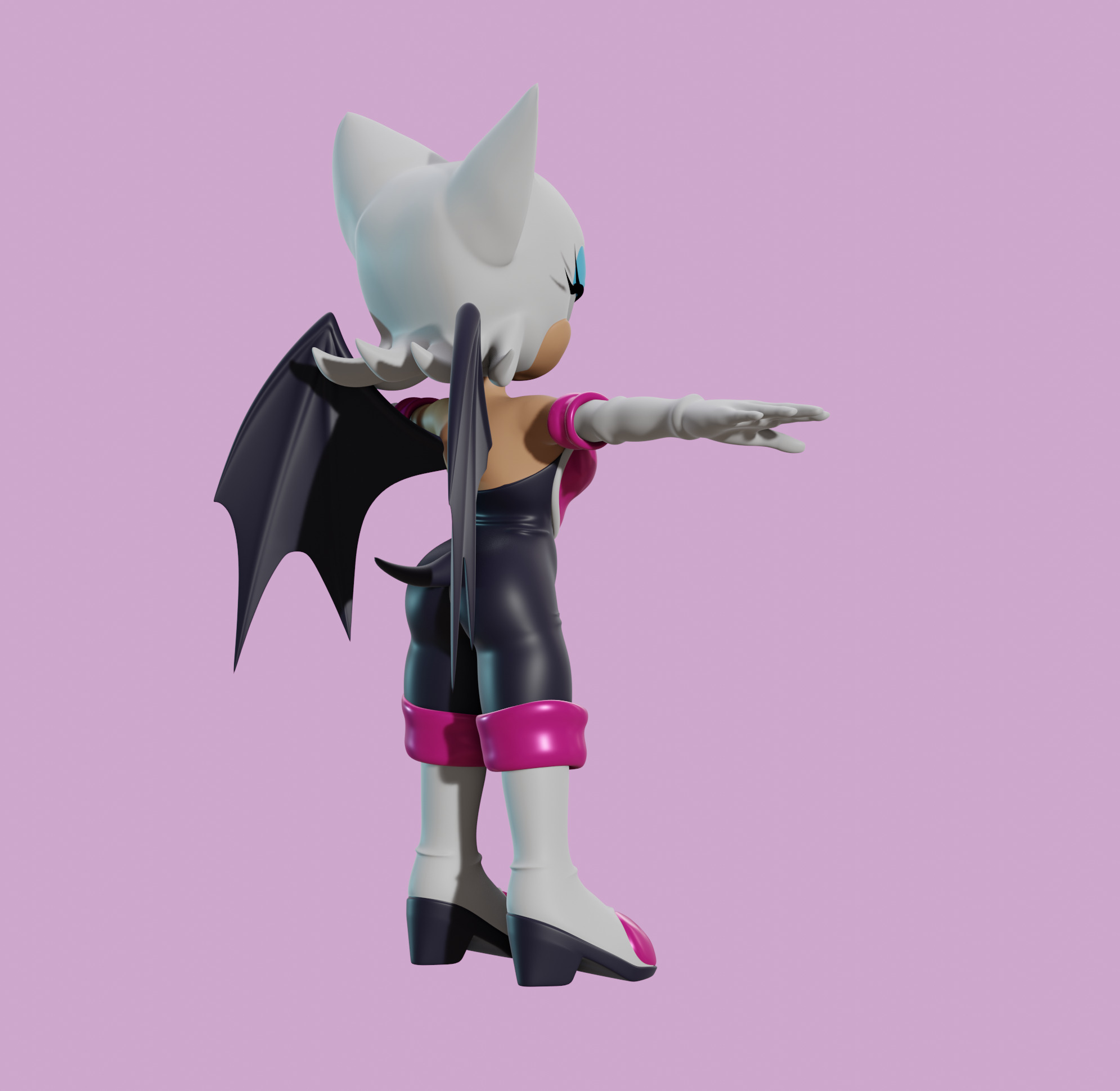 Rouge the Bat Low-poly 3D model_3
