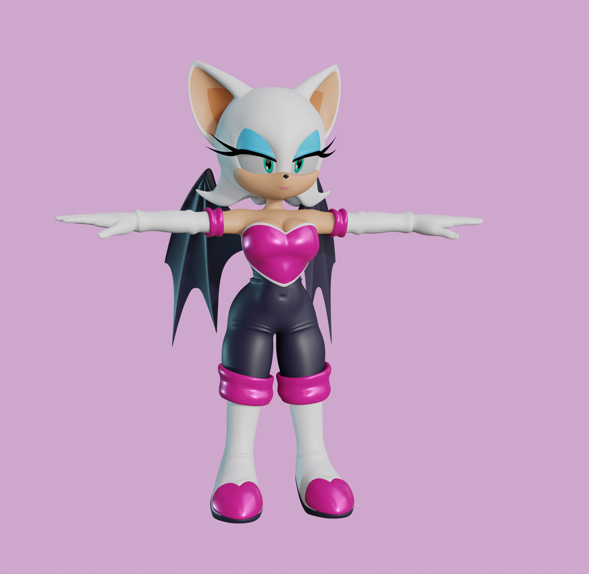 Rouge the Bat Low-poly 3D model_40