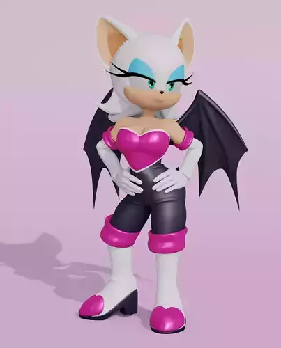 Rouge the Bat Low-poly 3D model