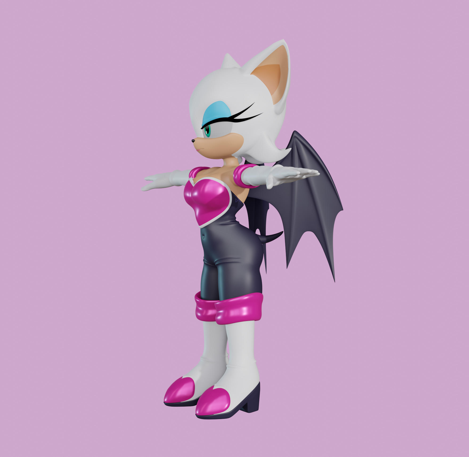 Rouge the Bat Low-poly 3D model_30