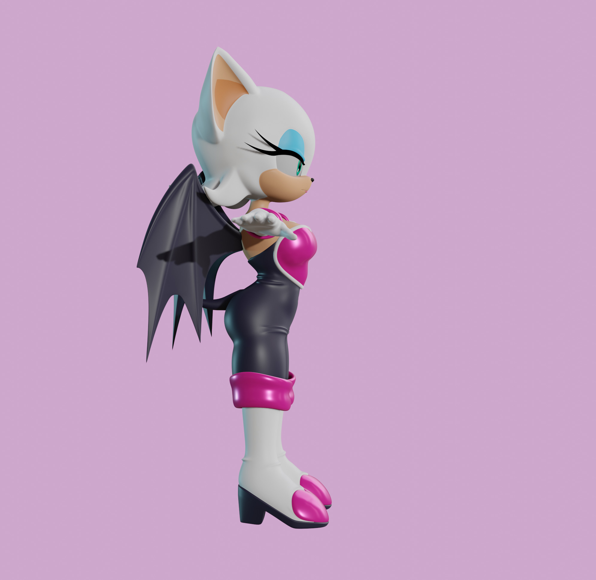 Rouge the Bat Low-poly 3D model_8