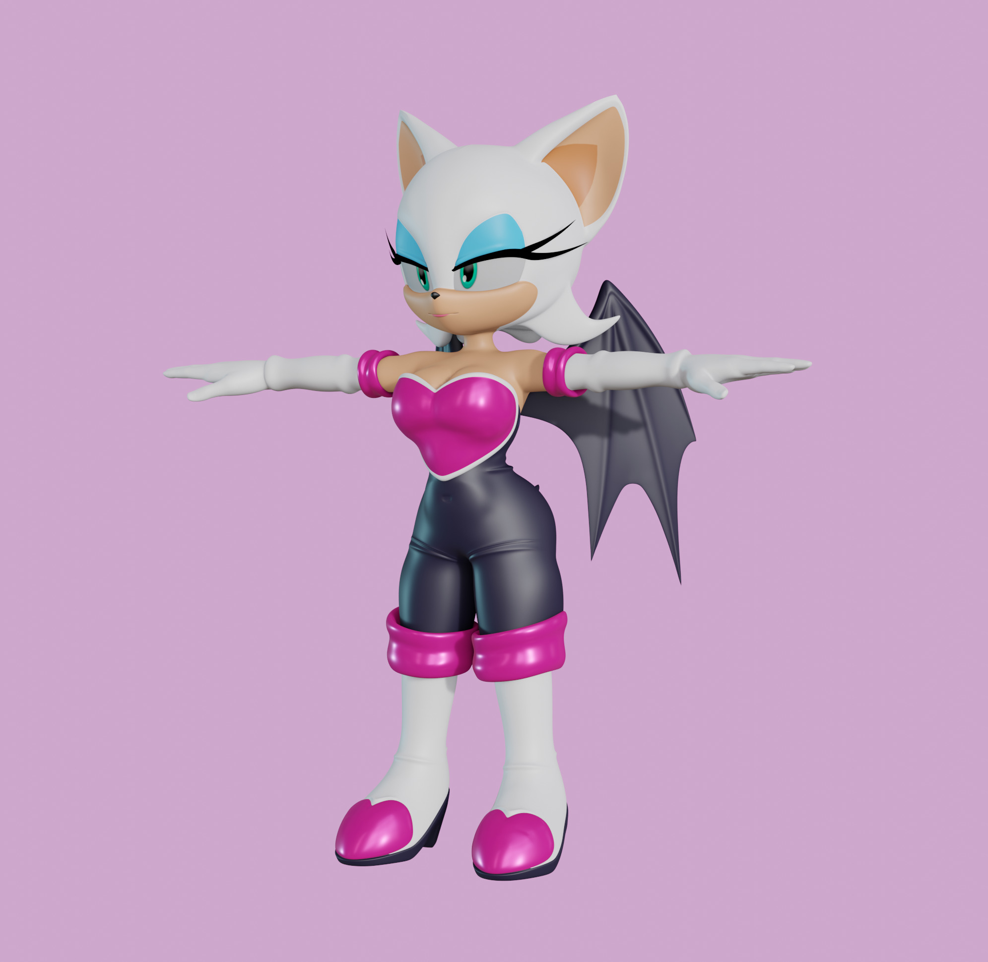 Rouge the Bat Low-poly 3D model_5