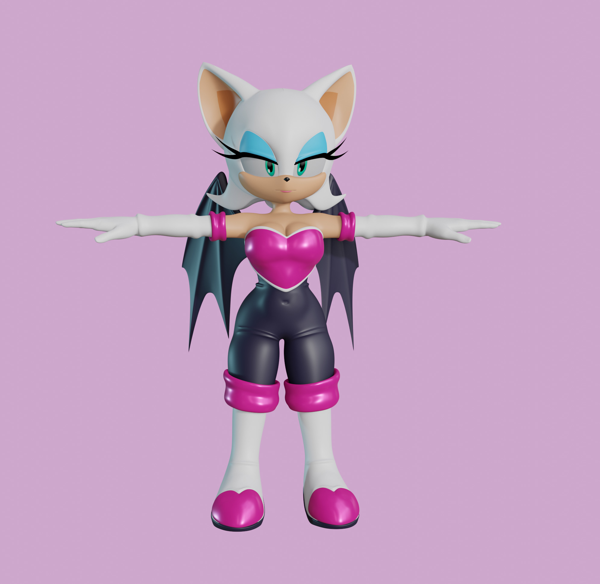 Rouge the Bat Low-poly 3D model_22