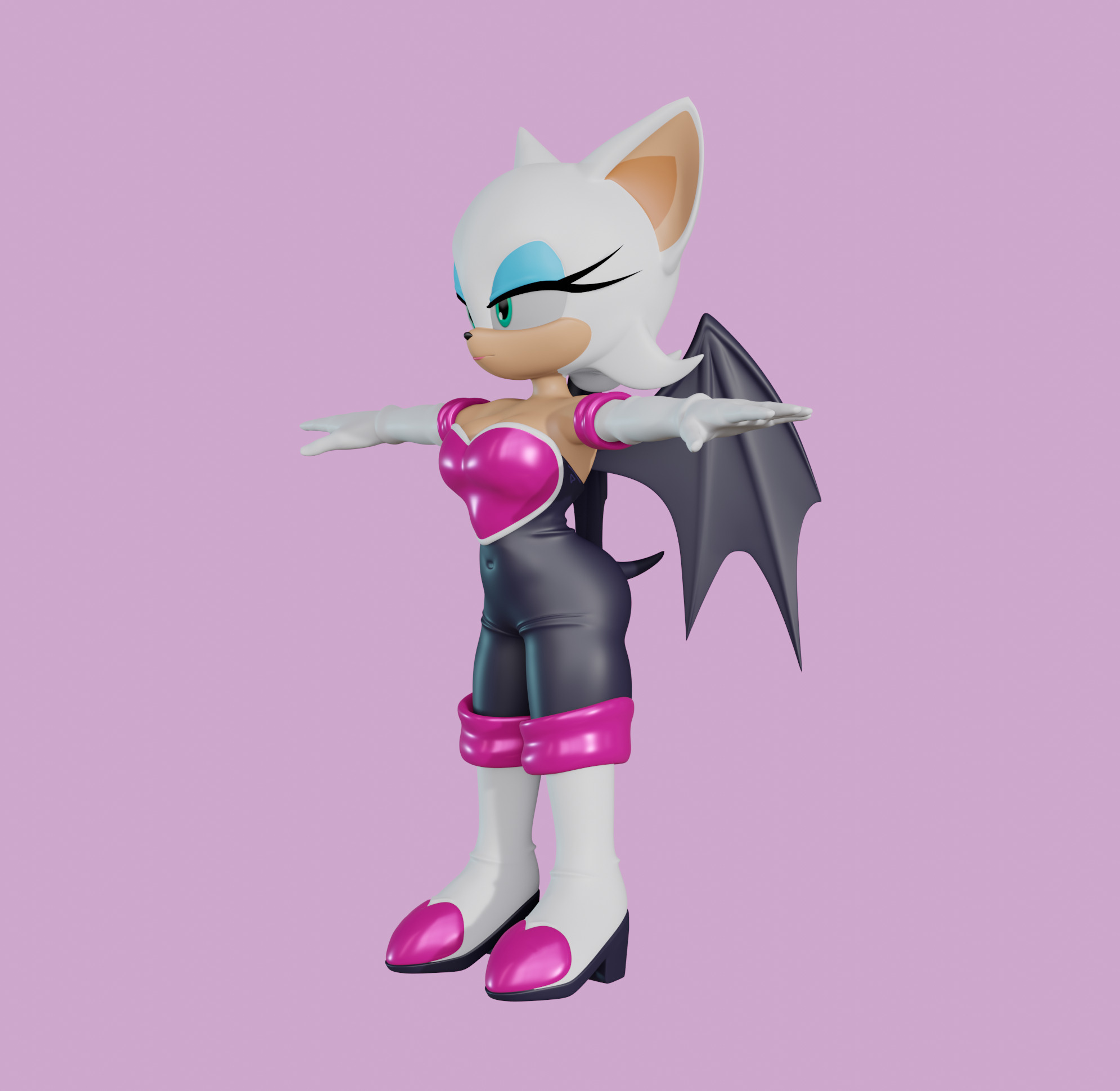 Rouge the Bat Low-poly 3D model_15