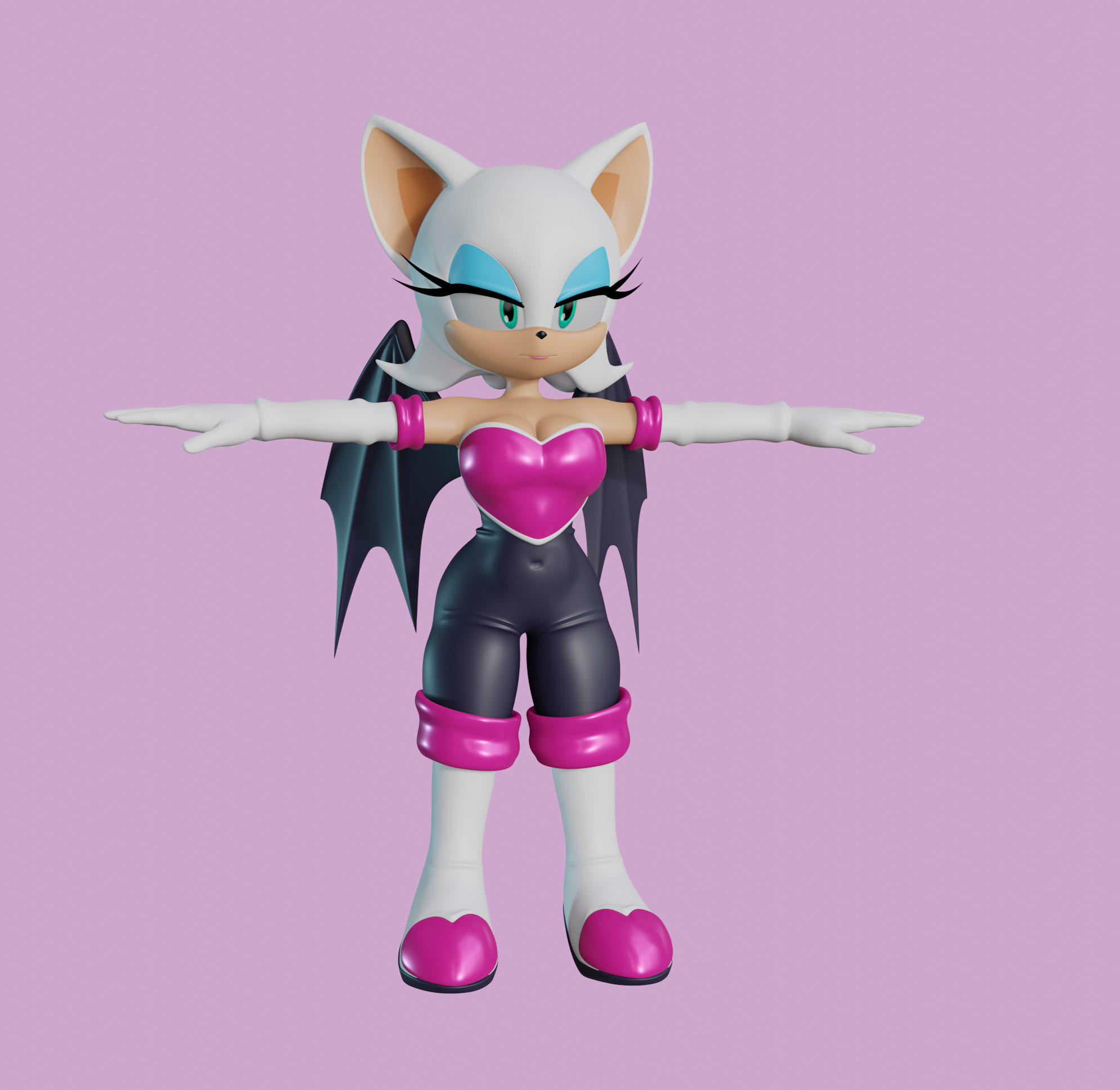 Rouge the Bat Low-poly 3D model_29