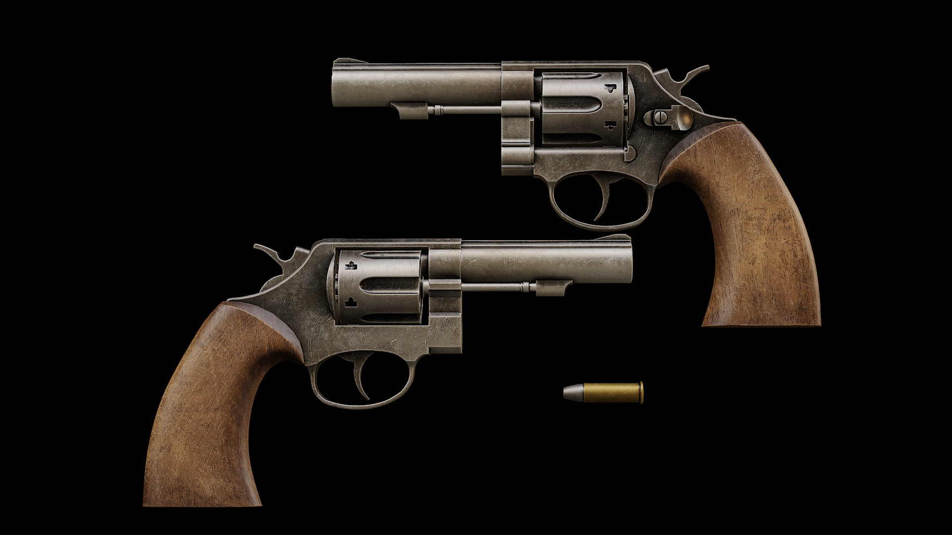 revolver  Low-poly 3D model_4