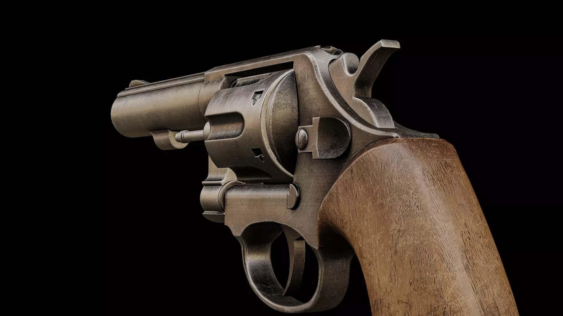 revolver  Low-poly 3D model_0