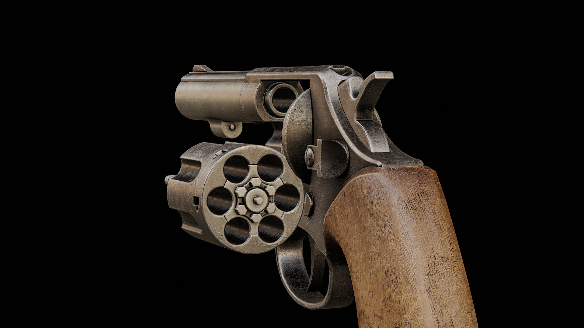 revolver  Low-poly 3D model_5
