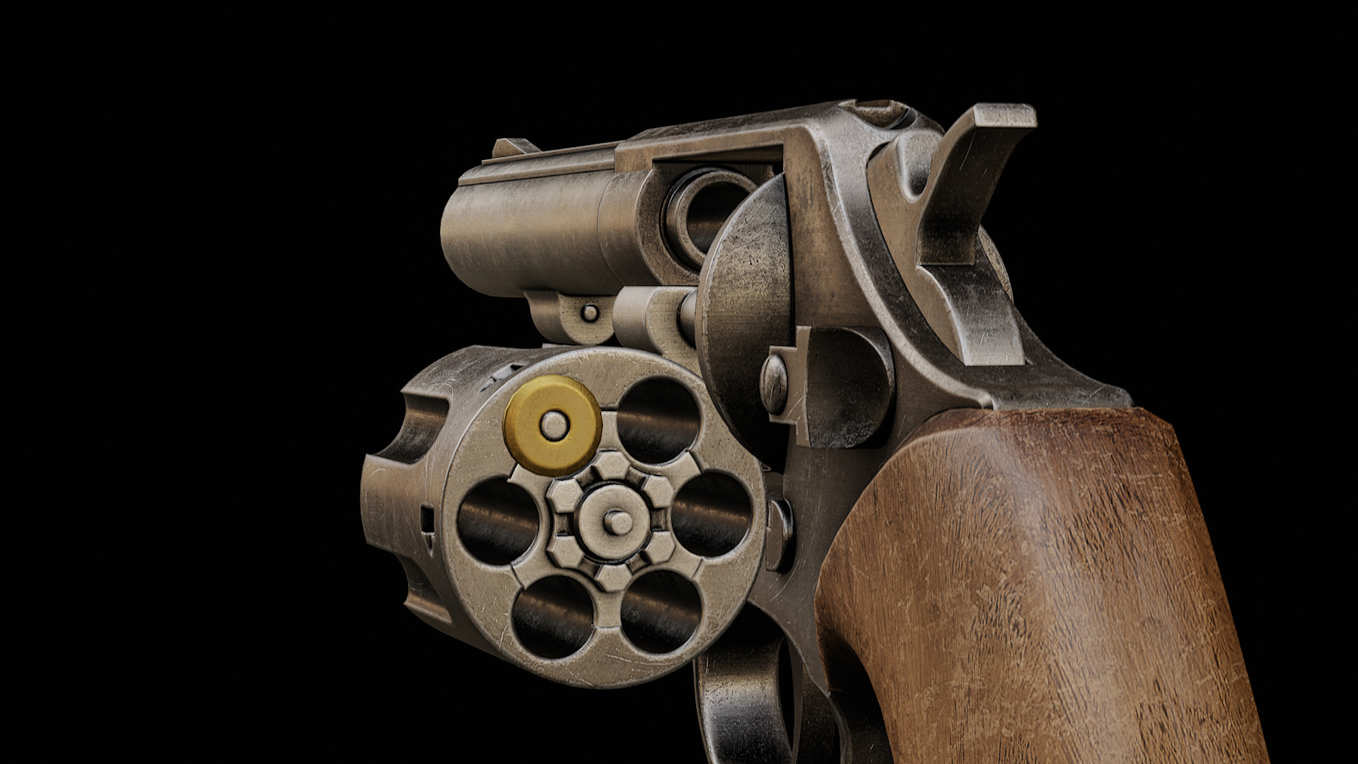 revolver  Low-poly 3D model_6