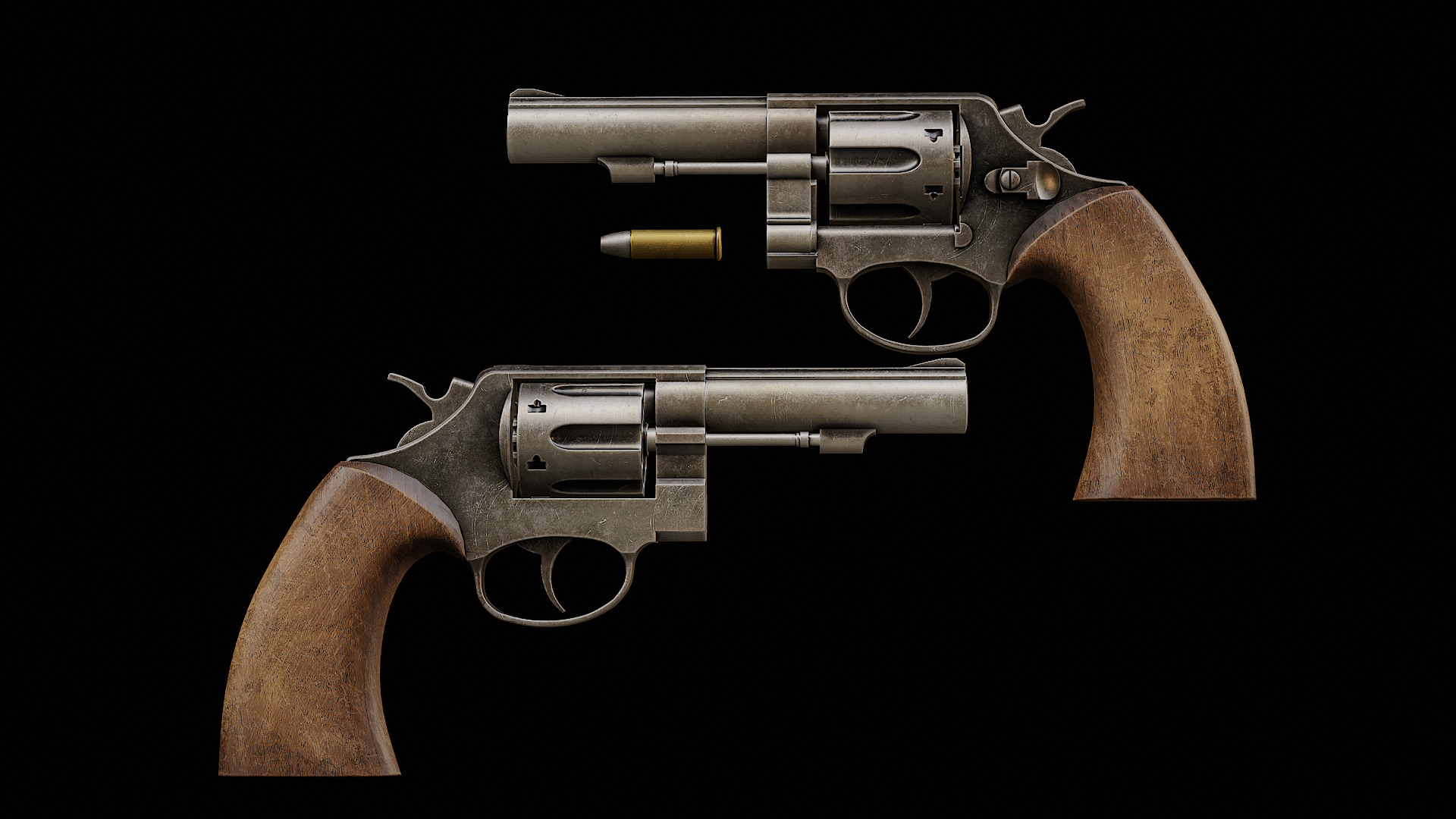 revolver  Low-poly 3D model_2