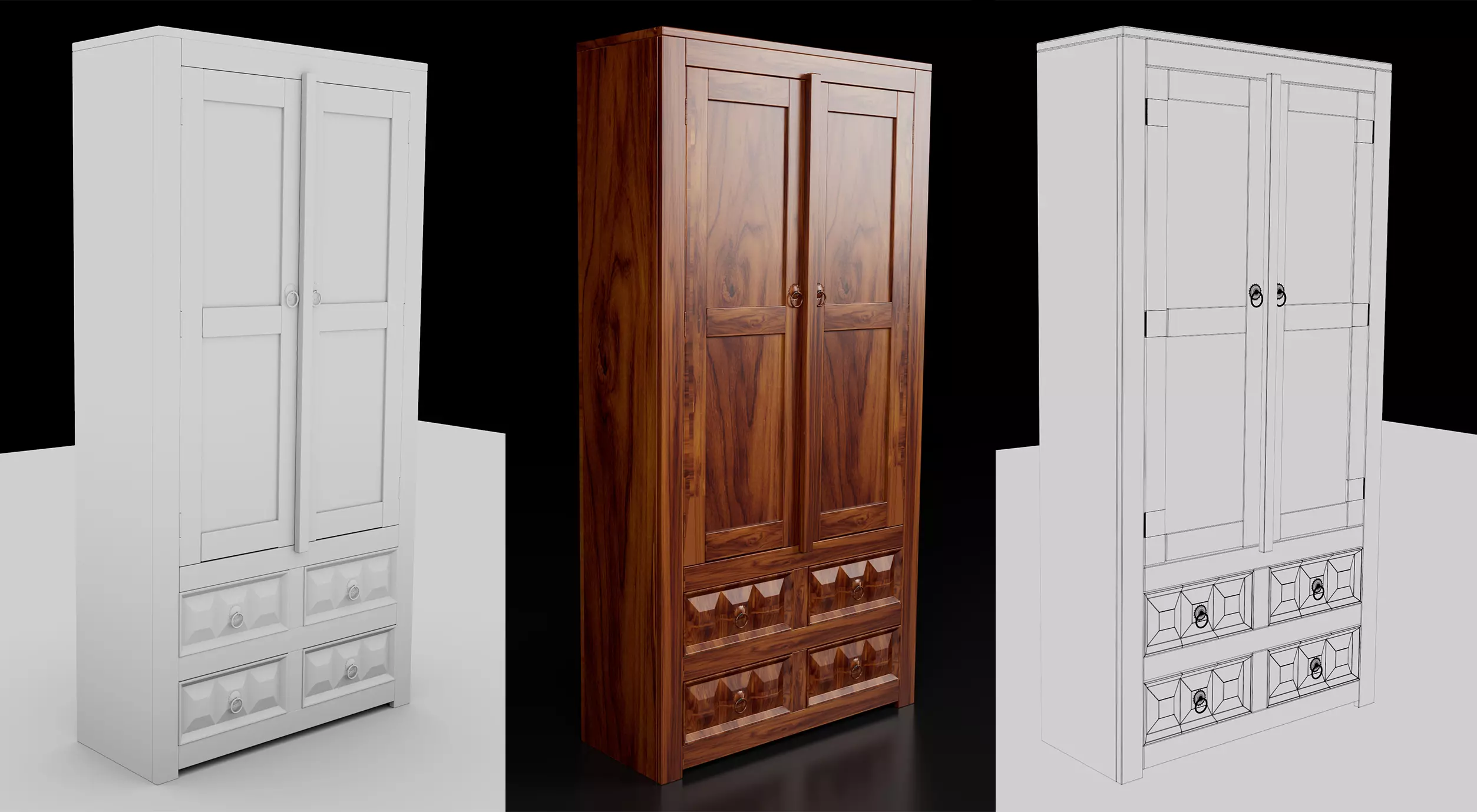 Wooden Cabinet  3D model_0