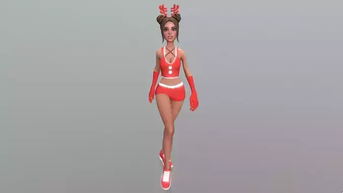 Female character animated 3D model