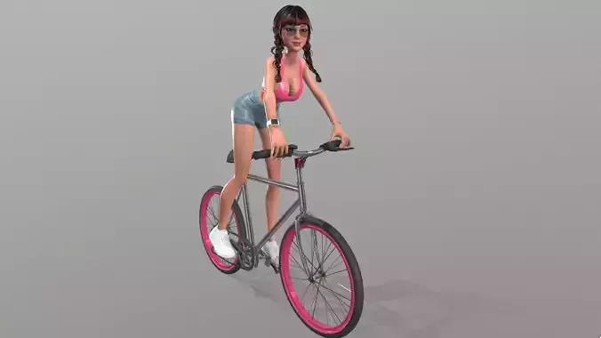 Female posing on bike