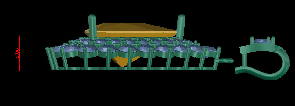 Trillion Curved with Round Diamond Pendant 3D print model_1