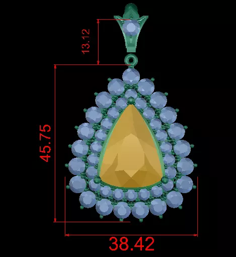 Trillion Curved with Round Diamond Pendant 3D print model_0