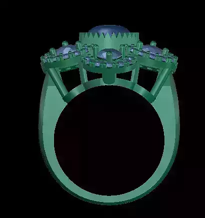 Cabochon Round Diamond Women Ring