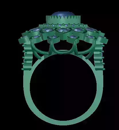 Cabochon Round Diamond Women Ring V2