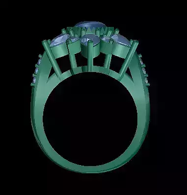 Cabochon Round Diamond Women Ring V3